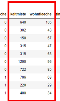 Kaltmiete versus Wohnfläche